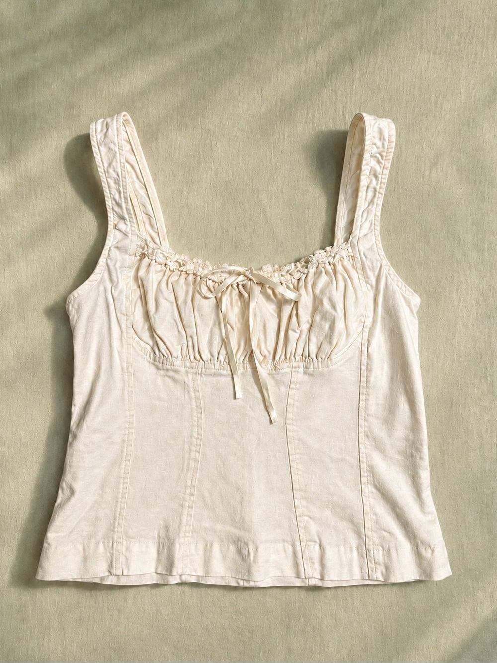 BDG Urban Outfitters Linen Prairie Cami Top Beige Size Small